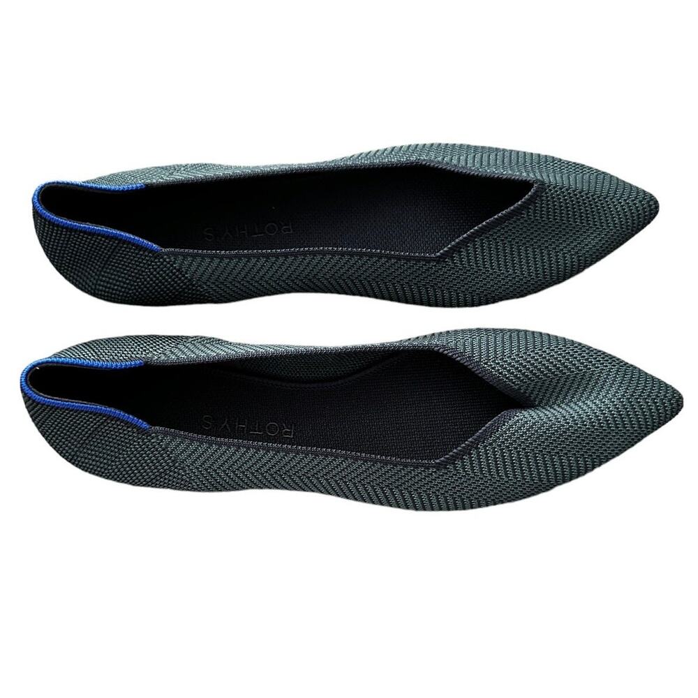 Rothy's The Point Green Cedar Herringbone sz 13 Slip-on Ballet Flats - Picture 5 of 12